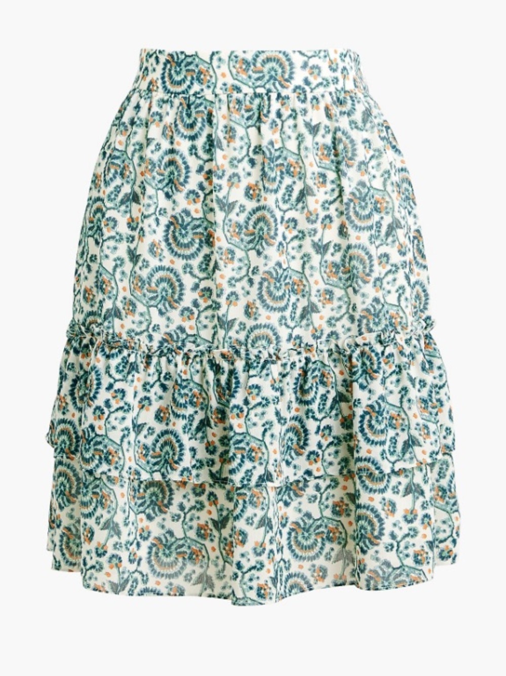 NWT J. Crew Tiered Ruffle Mini Skirt Size Medium Marine Salt Faded Pilot